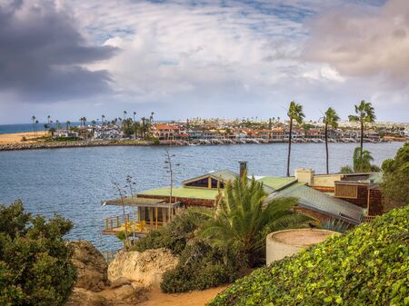 Balboa Peninsula viewed from Newport Beachのeditorial素材