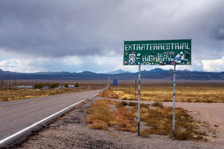 Road sign for the Extraterrestrial Highway in Nevadaのeditorial素材