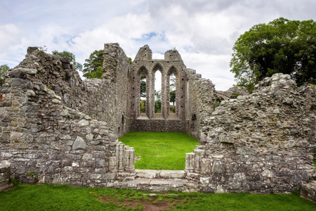 Ruins of Inch Abbey in Northern Irelandの写真素材