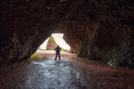 Cushendun Cave in Northern Irelandの写真素材