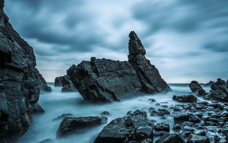Rock formation at Crescent Head in Australiaの写真素材