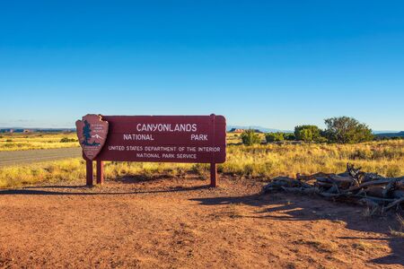 Entrance sign of Canyonlands National park, Utahのeditorial素材