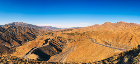 Road through a mountain pass in the Atlas Mountains, Moroccoの写真素材