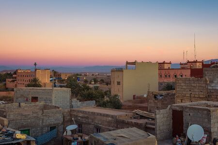 Sunrise over the roofs of Ouarzazate in Moroccoのeditorial素材
