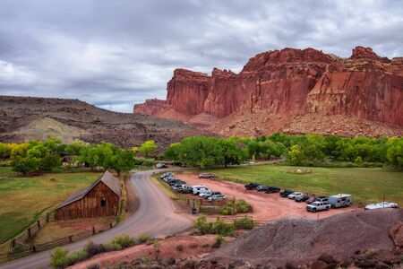Historic barn in the Capitol Reef National Park, Utahの写真素材