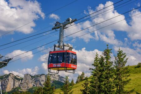 Wasserauen - Ebenalp cable railway car in the Swiss Alps in Switzerlandのeditorial素材
