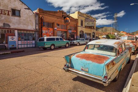 Historic Erie street in Lowell, now part of Bisbee, Arizonaのeditorial素材