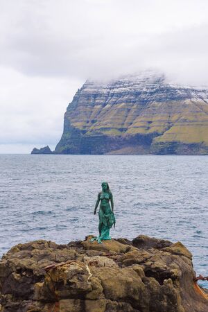 Statue of Selkie or Seal Wife in Mikladalur, Faroe Islandsのeditorial素材