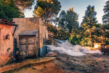 Downhill flood effect shown during Studio Tour in Universal Studios Hollywoodのeditorial素材