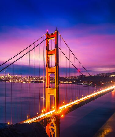 Golden Gate Bridge at nightの写真素材