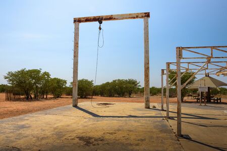Old elephant abattoir at the Olifantsrus Camp in Etosha National Park, Namibiaの写真素材