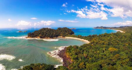 Aerial view of a beach in the Manuel Antonio National Park, Costa Ricaの写真素材