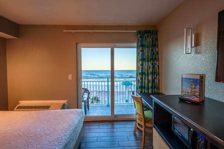 Hotel room interior at the Boardwalk Inn and Suites hotel in Floridaのeditorial素材