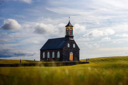 Hvalsneskirkja church in Icelandの写真素材
