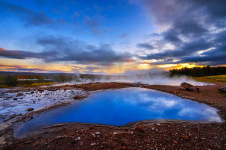 Blesi hot spring located in the Haukadalur geothermal area in Icelandの写真素材