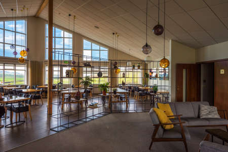 Restaurant interior of Hotel Gullfoss in south of Icelandのeditorial素材