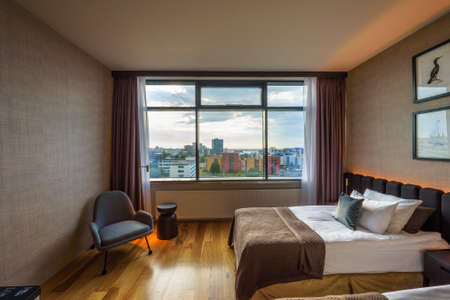 Interior of a room with city view in Grand Hotel Reykjavik, Icelandのeditorial素材