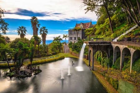 Fountain in the Monte Palace garden located in Funchal, Madeira island, Portugalのeditorial素材