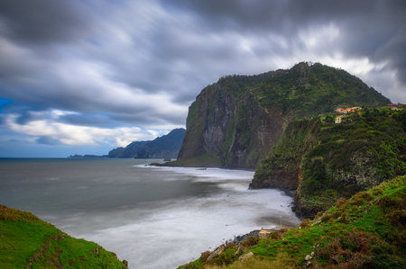 Coast and cliffs near Santana in the Madeira Islands, Portugalの写真素材