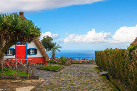 Traditional house in the village of Santana, Madeira island, Portugalの写真素材