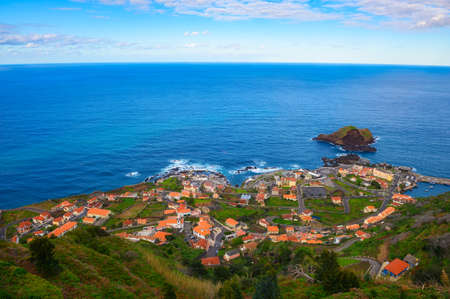 Aerial view of Porto Moniz in Madeira Island, Portugalの写真素材