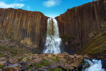 Studlafoss waterfall in East Icelandの写真素材