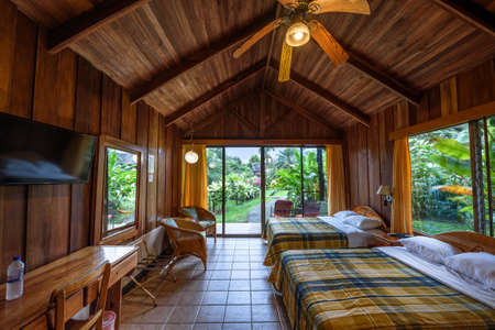 Interior of a room in the Hotel Lavas Tacotal, La Fortuna, Costa Ricaのeditorial素材