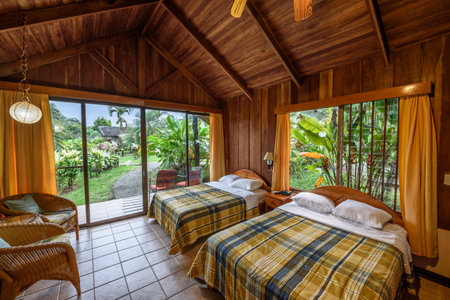 Interior of a room in the Hotel Lavas Tacotal, La Fortuna, Costa Ricaのeditorial素材