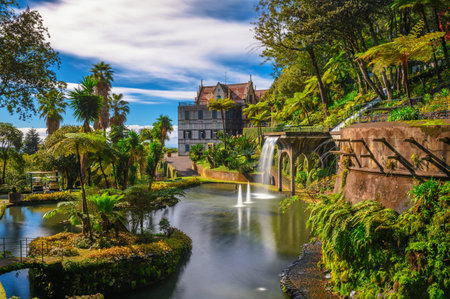 Fountain in the Monte Palace garden located in Funchal, Madeira island, Portugalのeditorial素材