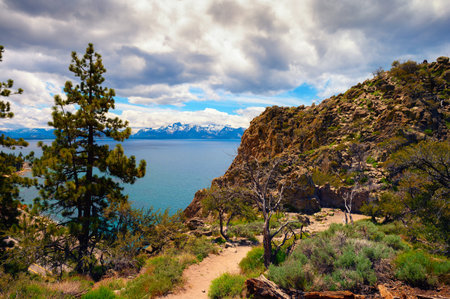 Cave Rock at Lake Tahoe, Nevadaの写真素材
