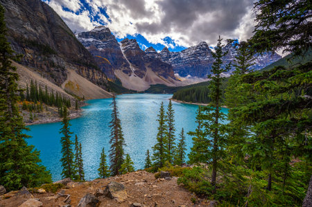 Moraine lake in Banff National Park, Alberta, Canadaの写真素材