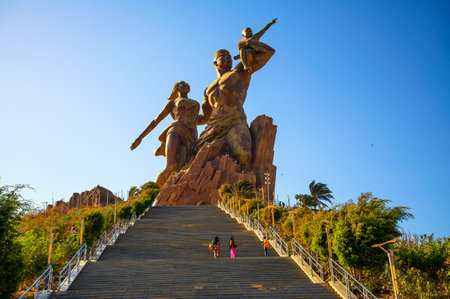 Statue called Monument of the African Renaissance located in Dakar, Senegalのeditorial素材