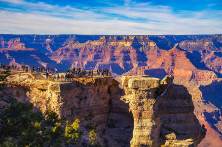 Sunset above south rim of Grand Canyon from the Mather Pointの写真素材