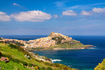 Coastal View of Castelsardo, Sardinia, Italyの写真素材