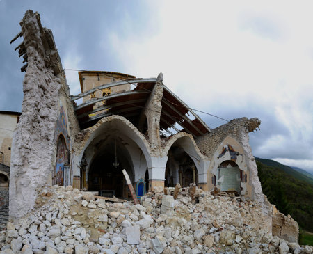 Cathedral destroyed by the earthquakeの写真素材