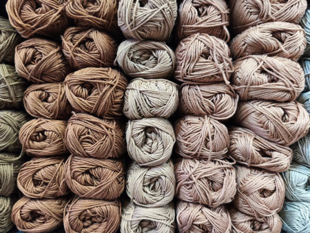 Skeins of yarn for knitting in the store. Background.