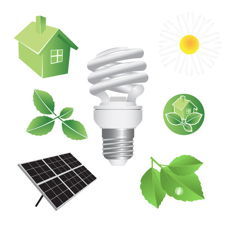 energy green icon eco set leaf ecology organic bioのイラスト素材