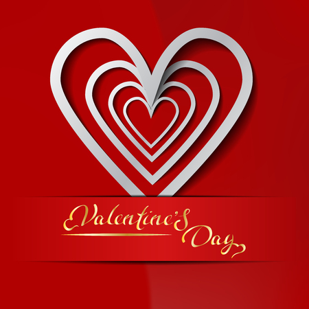 Valentine's day card with heart and lettering vector illustrationのイラスト素材