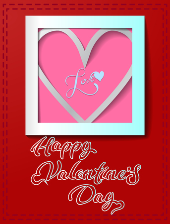 Valentine's day card with heart and lettering vector illustration.のイラスト素材