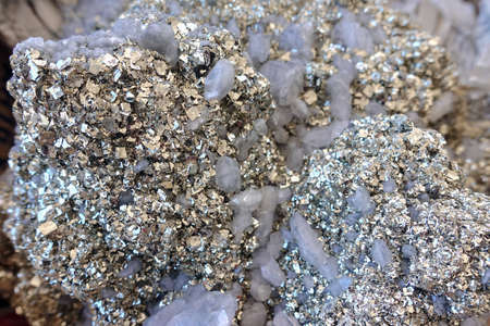 Pyrite mineral close up - detailの写真素材