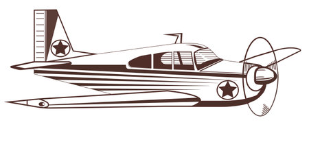 Logo.Badge logo mockup Luxury logo mockup on paper texture. background. silhouette. Emblem.Vintage airplane vector illustration isolated on white background. retro aircraft.のイラスト素材