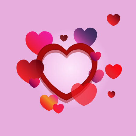 Valentine's day background with red and pink hearts. vector illustrationのイラスト素材