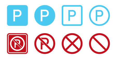 Set of parking signs. Car parking icons. Parking place sign.Parking icon. Vector illustration. Isolated.のイラスト素材