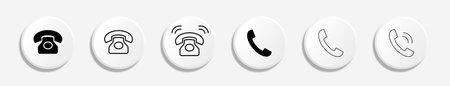 Phone icon set. Chat icon. Contact icon phone mobile call. Contact us. Telephone call sign. Contact us symbol. Cell phone pictogram. Vector illustration phone icon set, Telephone call signのイラスト素材