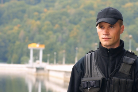 Security guard in uniform, portraitの写真素材