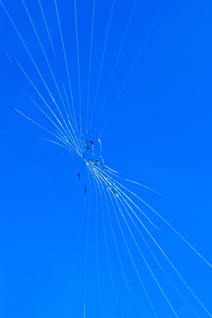 Damaged car glass, crack, chip in the Windshieldの写真素材