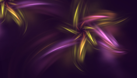 Composition With Abstract Flower In Shiny Combination Of Violet And Yellowの写真素材