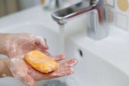 Hygiene. Cleaning Hands. Washing hands,Soapの写真素材