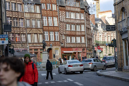 Rennes, France - December 28 2019: Beautiful winter day in Rennes Old Town, Normandyのeditorial素材