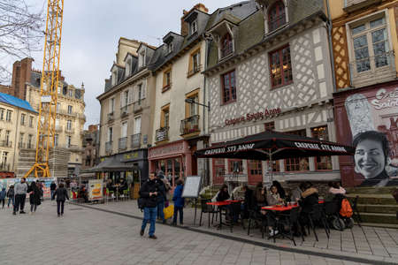 Rennes, France - December 28 2019: Beautiful winter day in Rennes Old Town, Normandyのeditorial素材